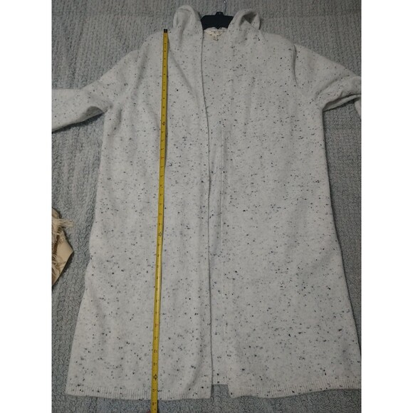Terra & Sky Long Open Hooded Sweater Cardigan Cream 0X - Picture 9 of 12